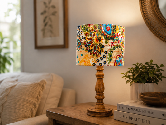 Lamp - Kantha | Shades of Yellow| White Base