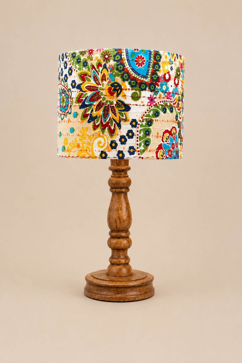 Lamp - Kantha | Shades of Yellow| White Base