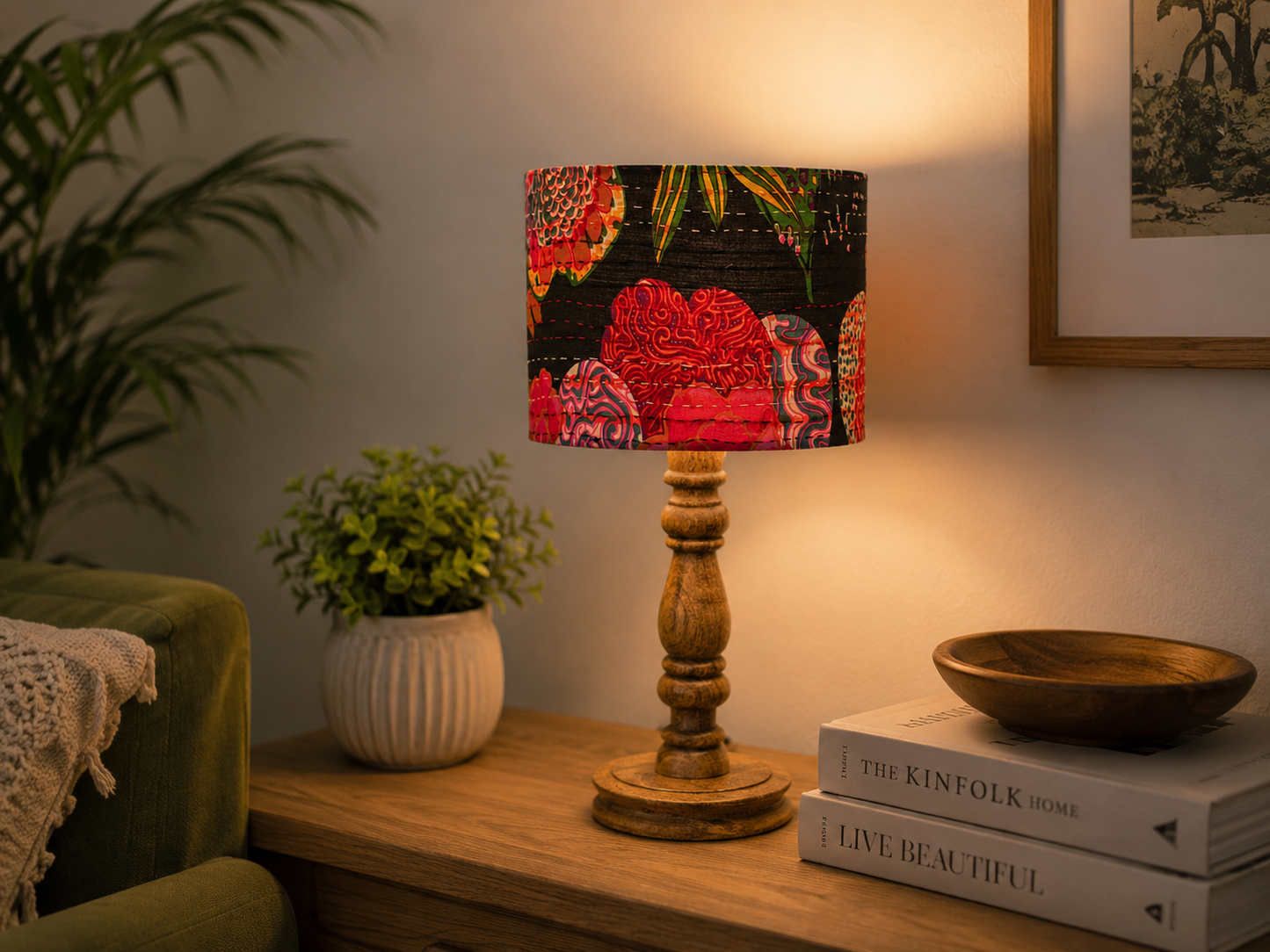 Lamp - Kantha | Black Floral