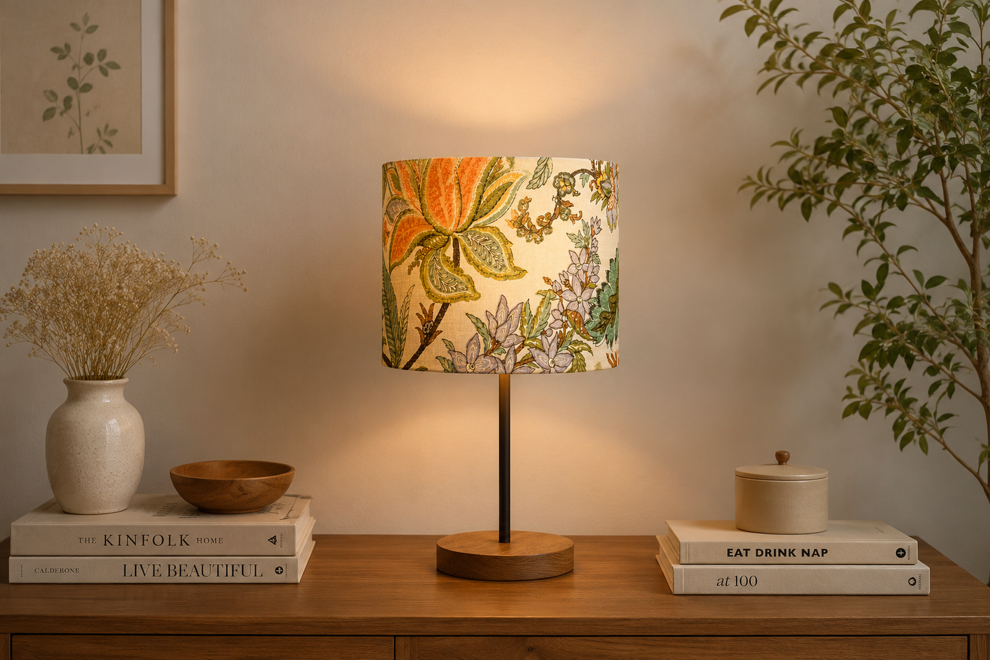 Lamp - White & Peach Floral