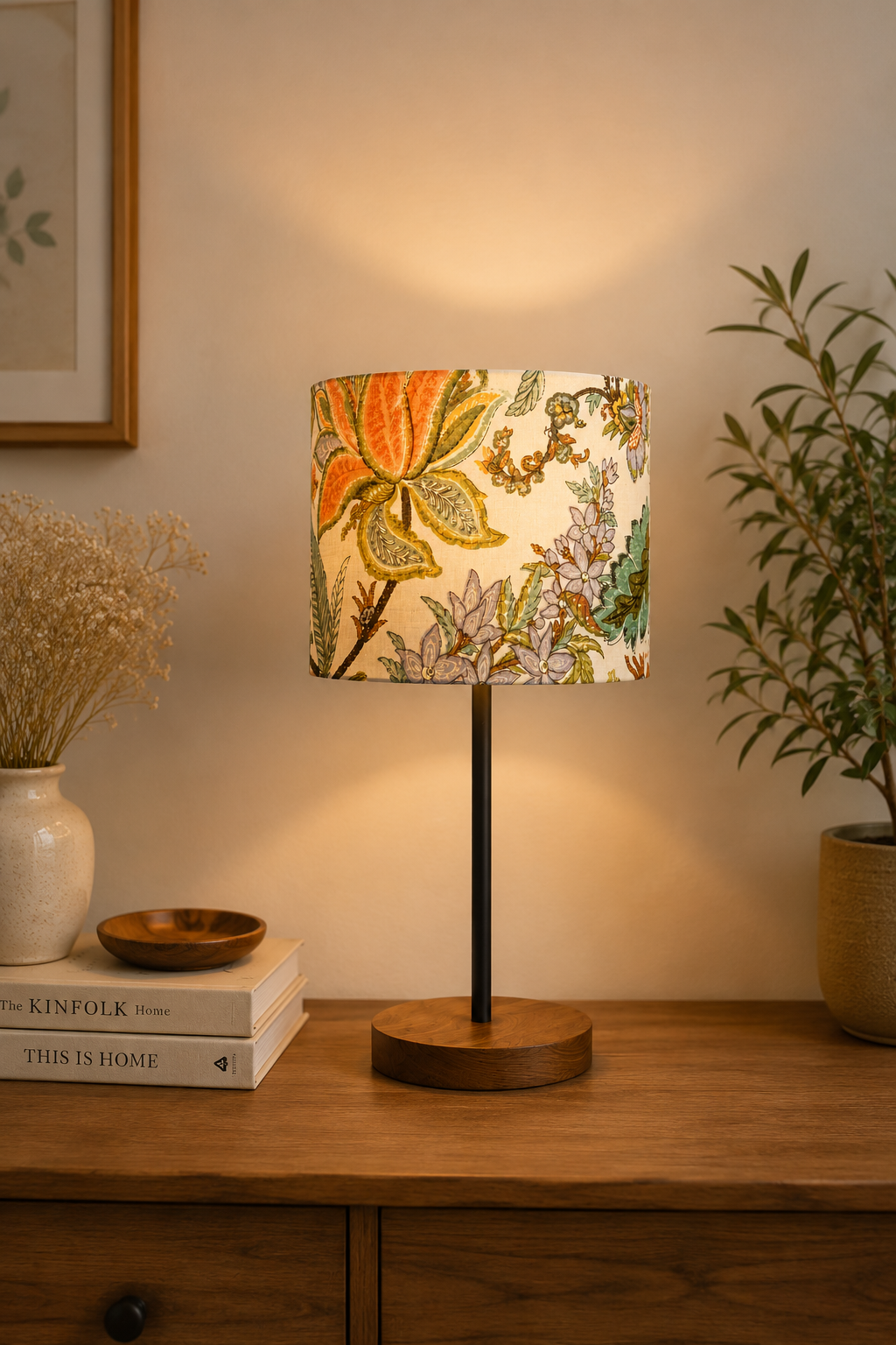 Lamp - White & Peach Floral