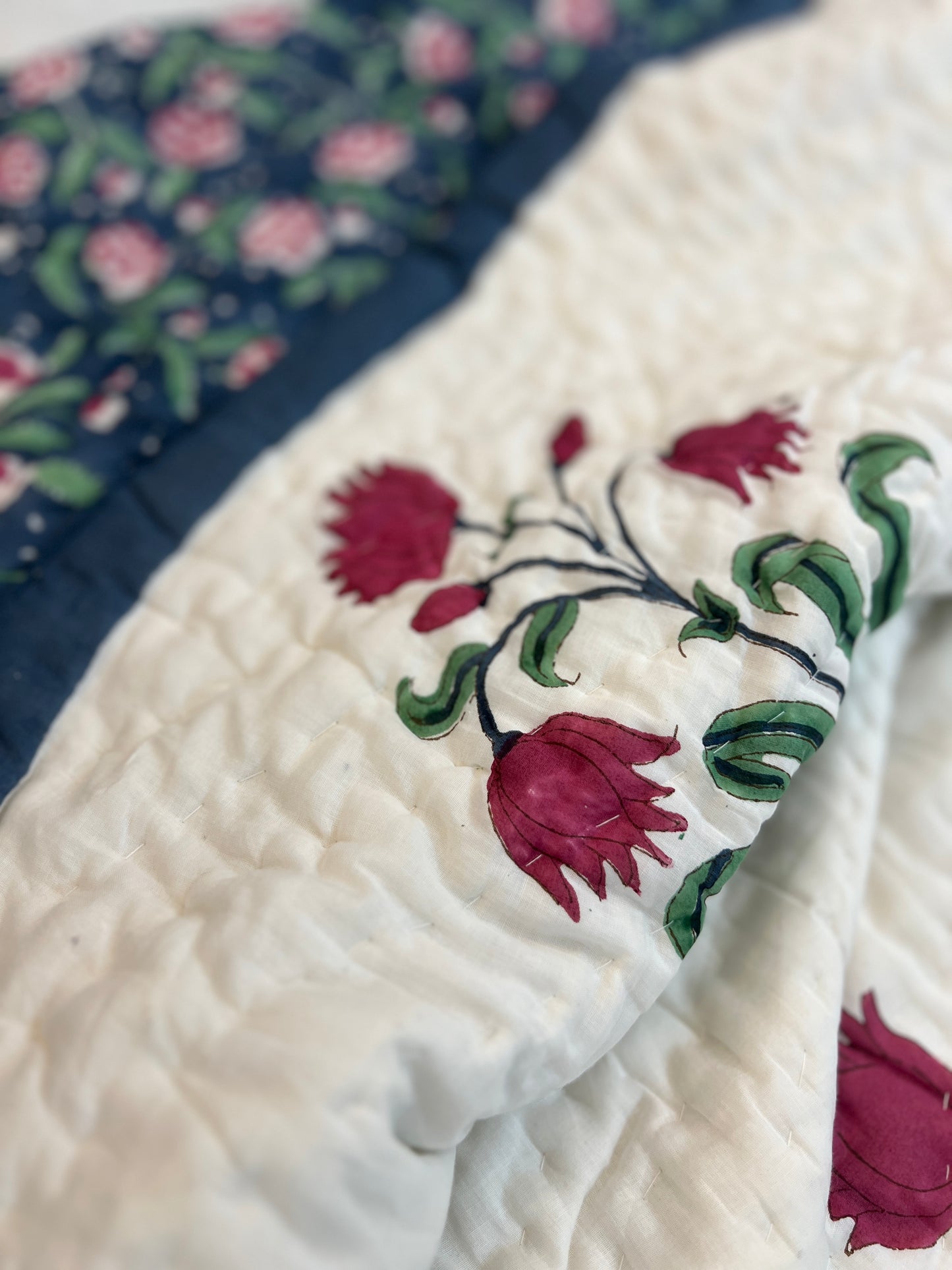 Reversible Hand Block Quilt | Royal Bedding