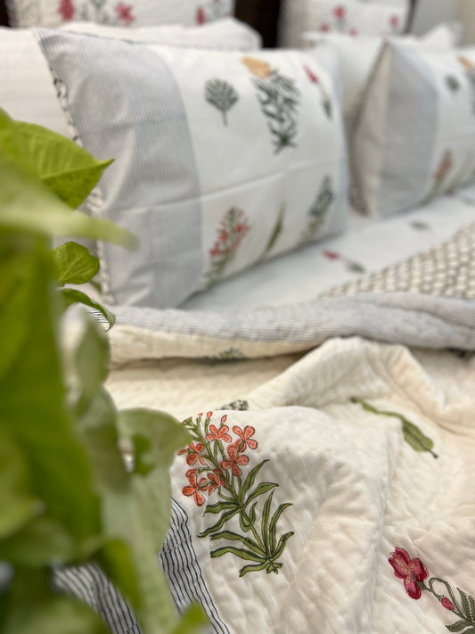 Reversible Hand Block Quilt | Elegant Echoes