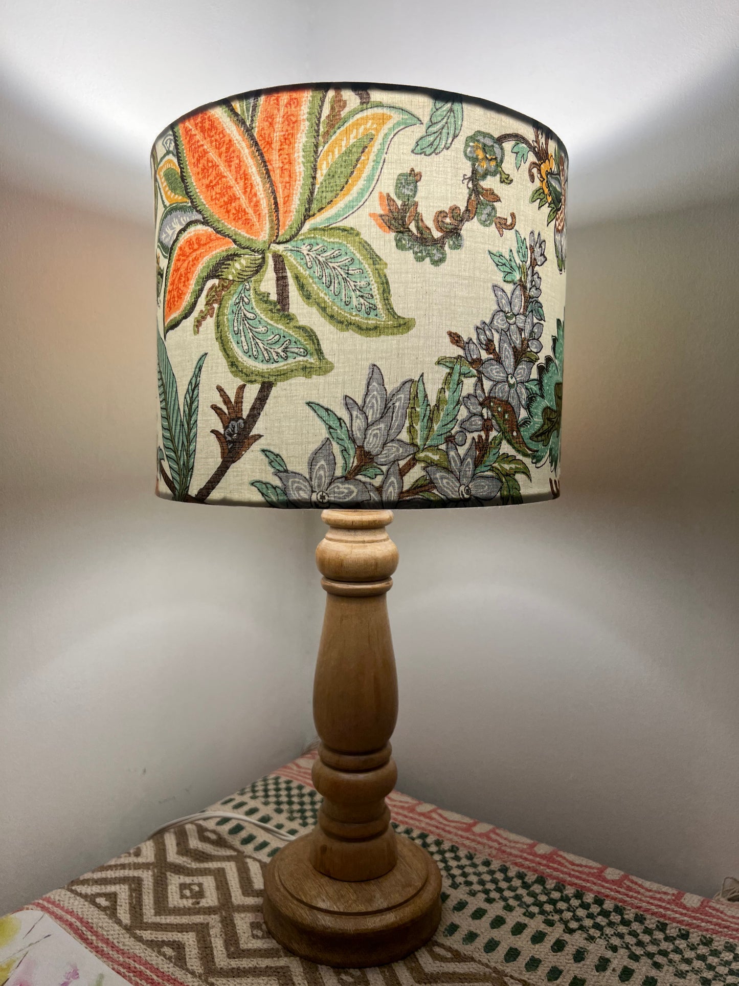 Lamp - White & Peach Floral