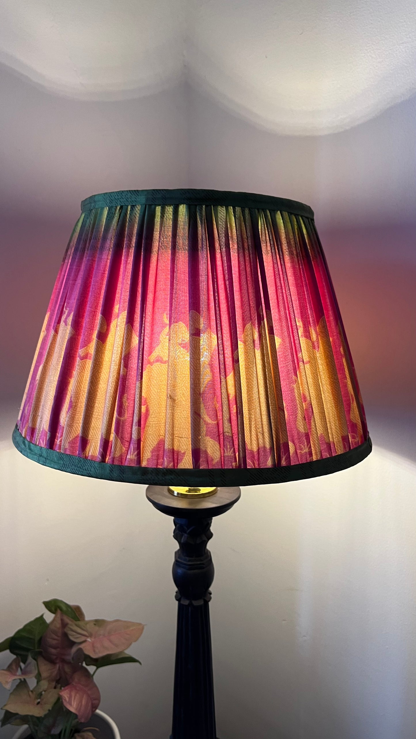 Pink Lamp Shade with Sheesham wood base