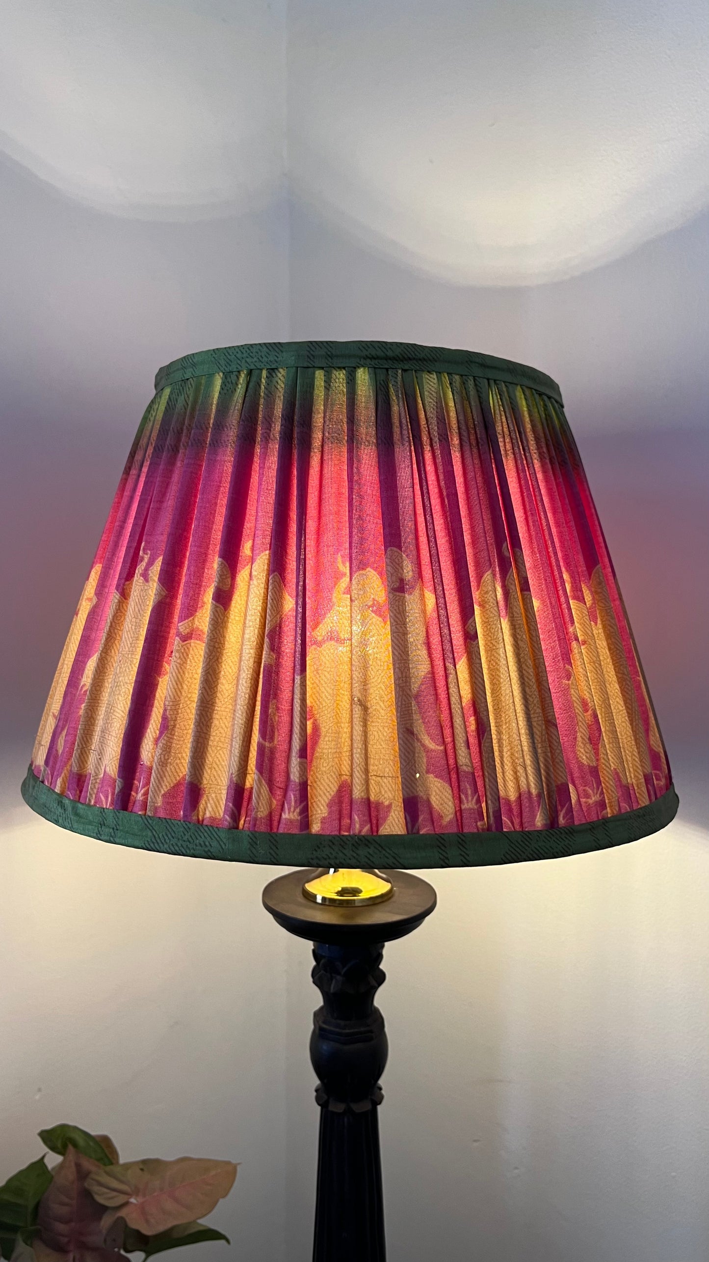 Pink Lamp Shade with Sheesham wood base