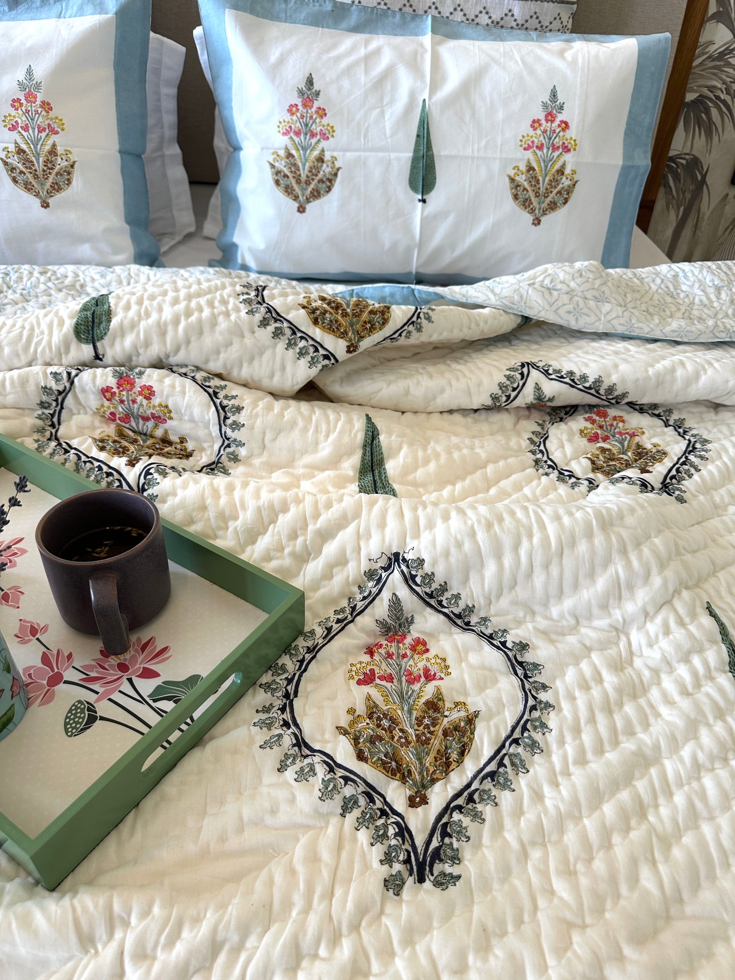 Bedding Set Hand Block | Quilt with Bedsheet Set | Muse