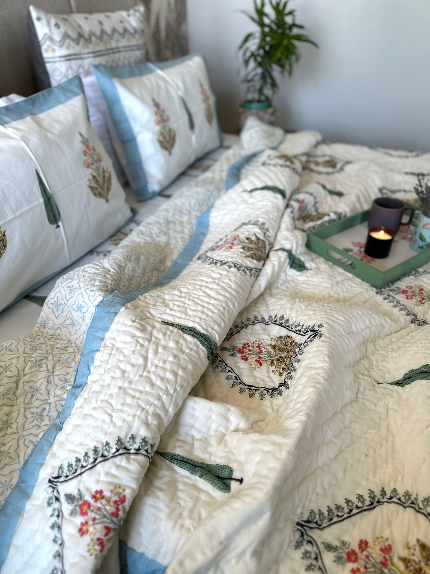 Bedding Set Hand Block | Quilt with Bedsheet Set | Muse