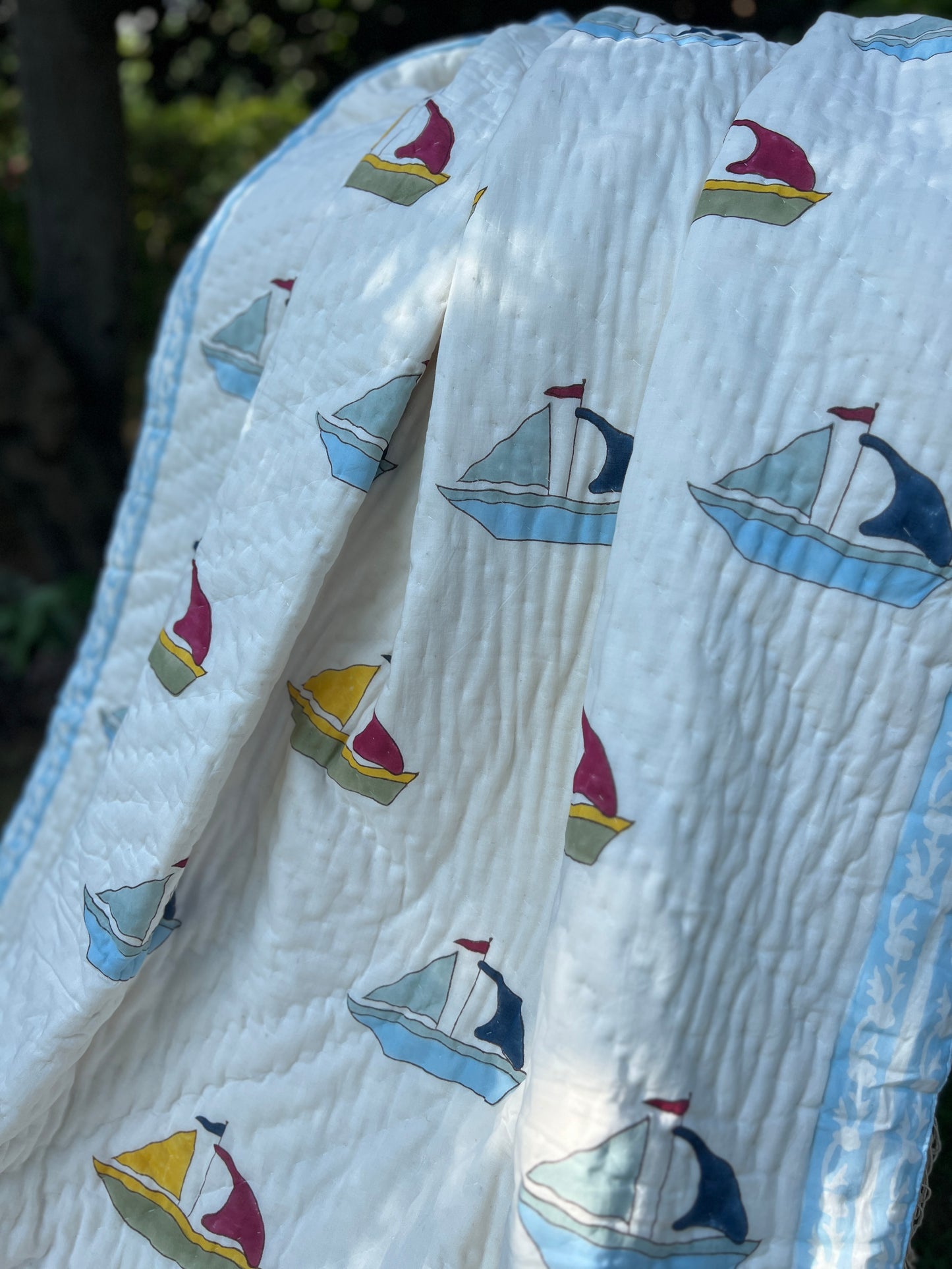 Reversible Hand Block Quilt | Kids | 60*90 Inches | Sail Away