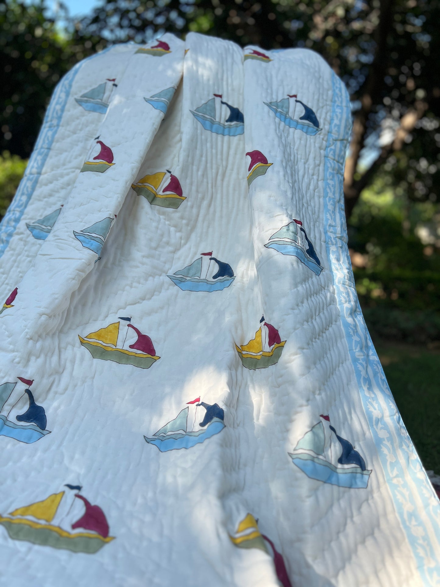 Reversible Hand Block Quilt | Kids | 60*90 Inches | Sail Away