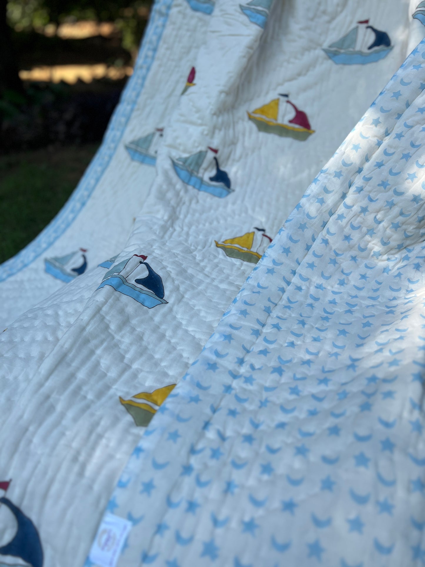 Reversible Hand Block Quilt | Kids | 60*90 Inches | Sail Away