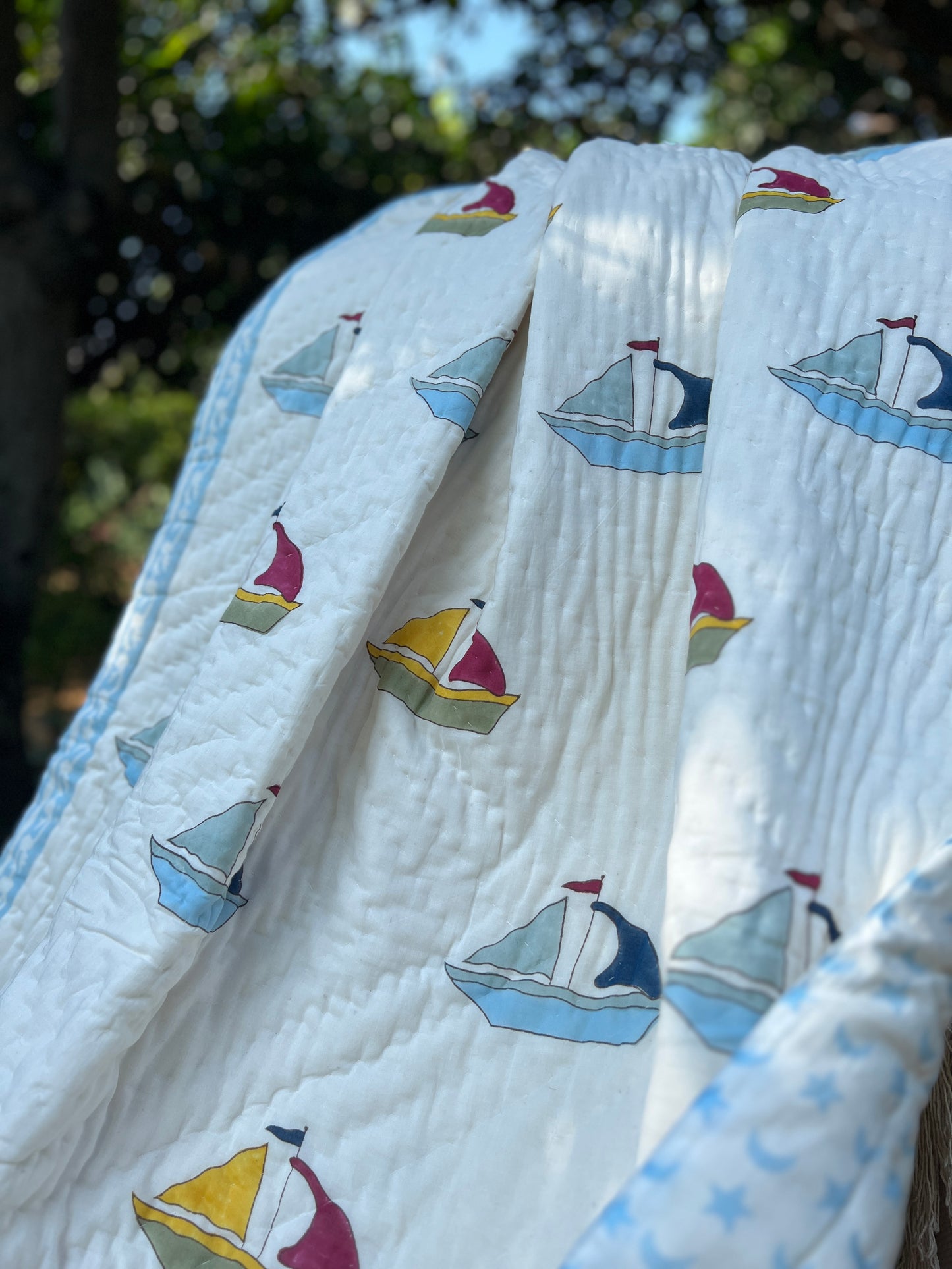 Reversible Hand Block Quilt | Kids | 60*90 Inches | Sail Away