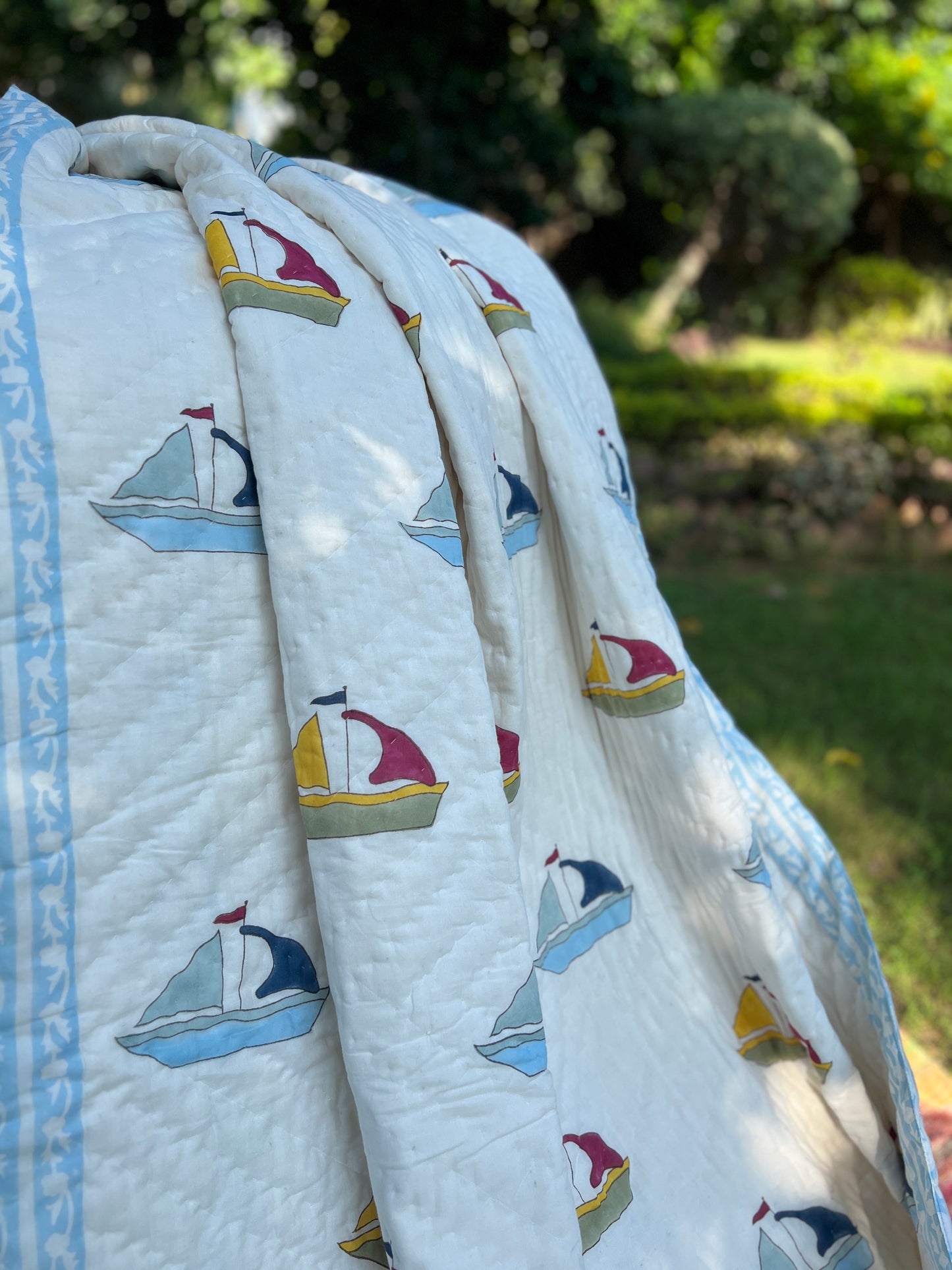 Reversible Hand Block Quilt | Kids | 60*90 Inches | Sail Away