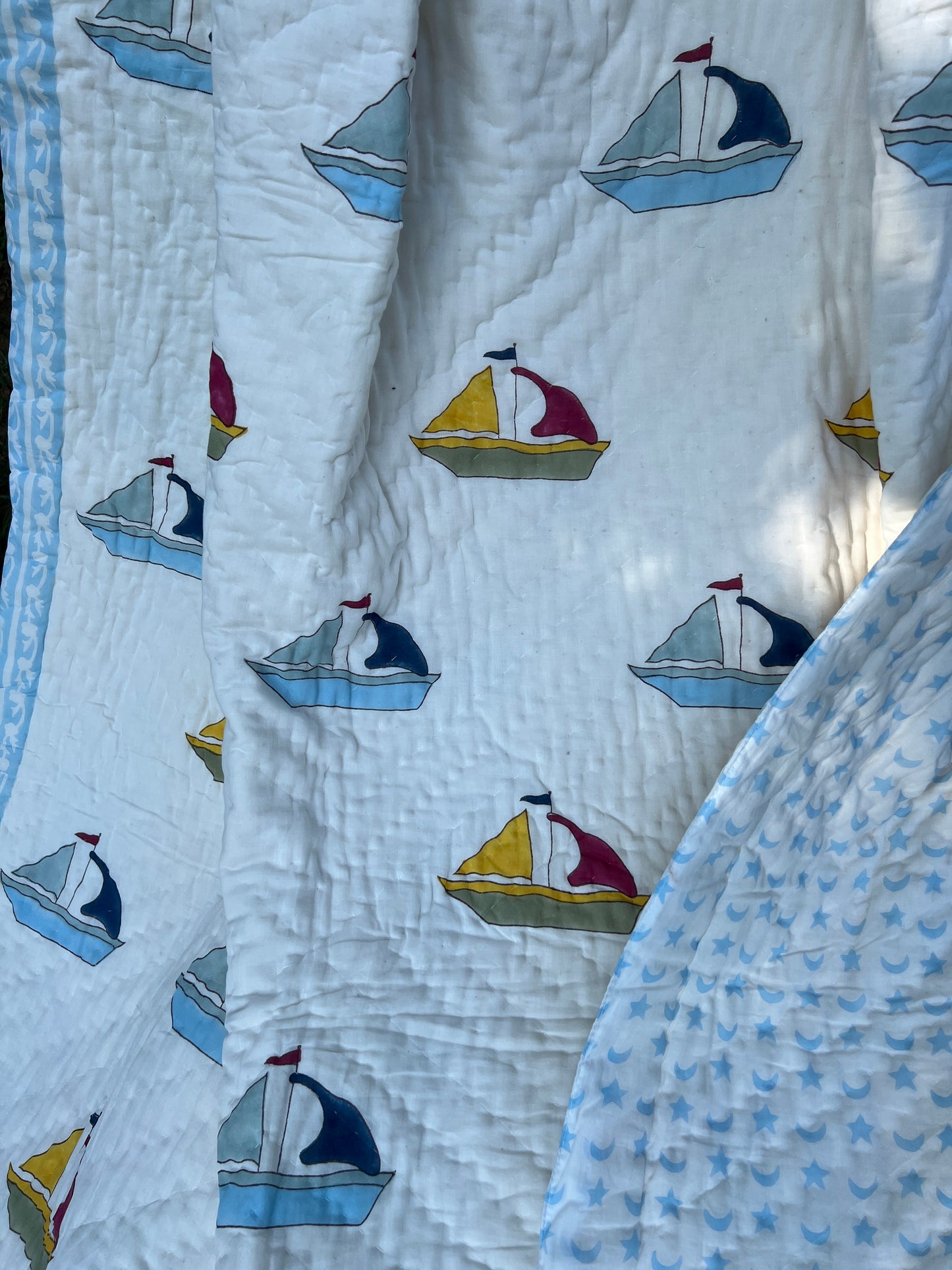 Reversible Hand Block Quilt | Kids | 60*90 Inches | Sail Away