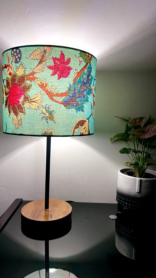 Lamp - Light Blue & red floral