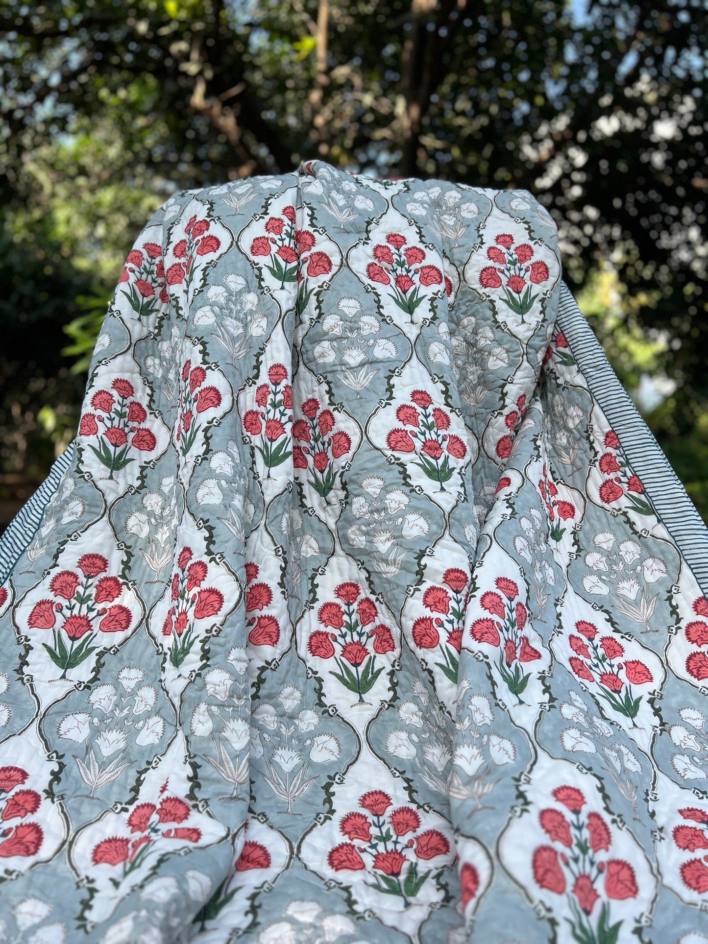 Reversible Hand Block Quilt | Botanical Bliss