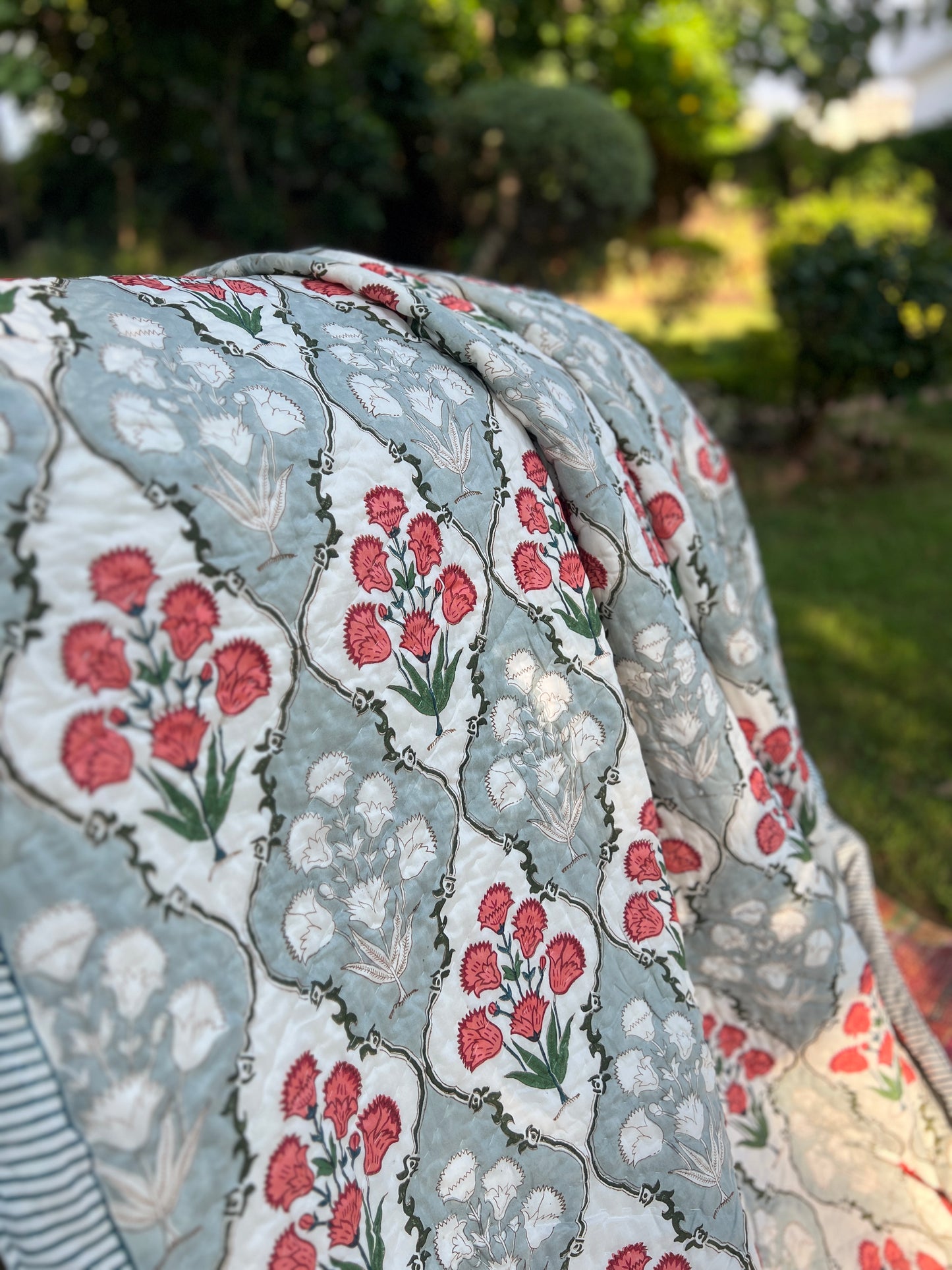 Reversible Hand Block Quilt | Botanical Bliss