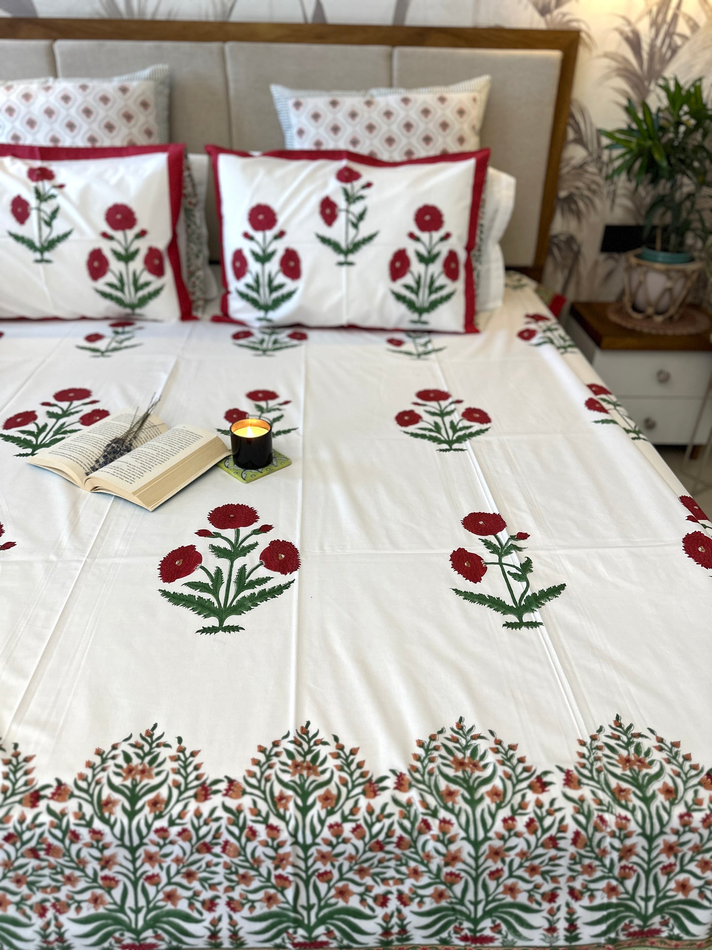 Bedding Set Hand Block | Quilt with Bedsheet Set | Gul