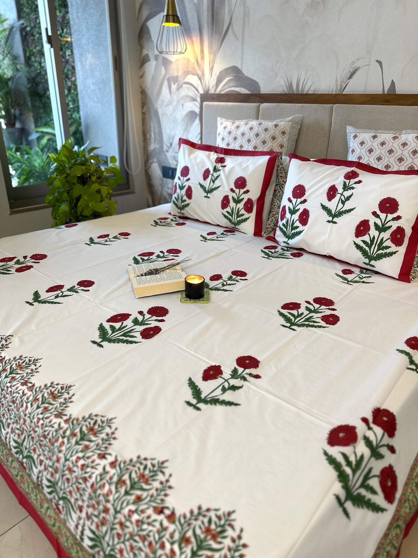 Bedding Set Hand Block | Quilt with Bedsheet Set | Gul