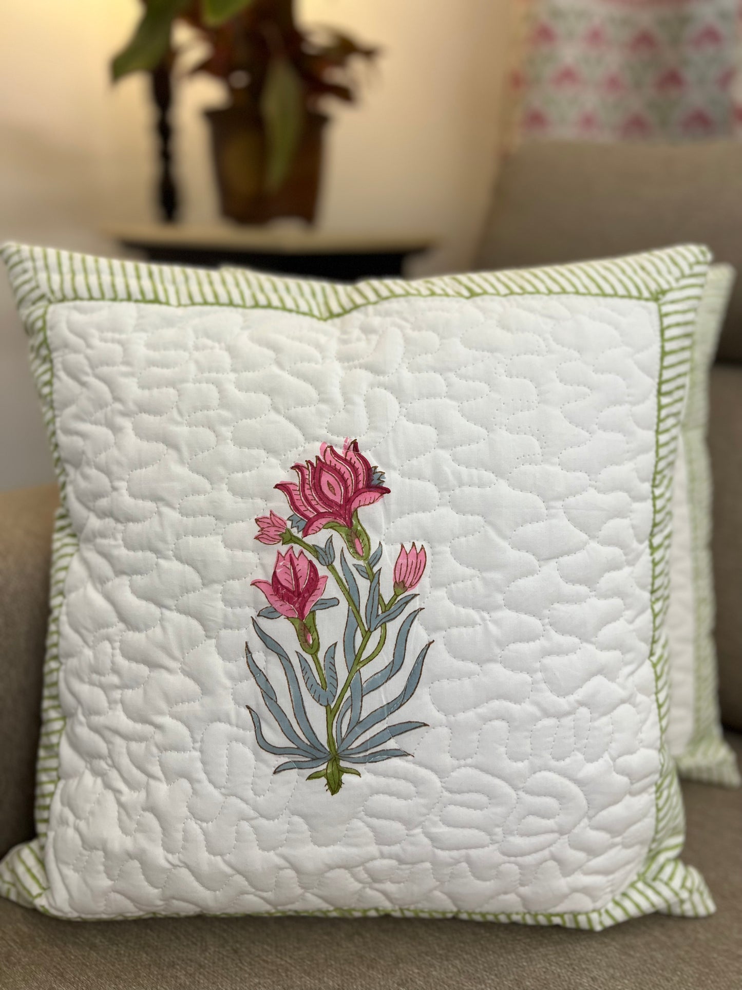 Pair | Quilted Cushion Cover | 16*16 Inches | Mosaic