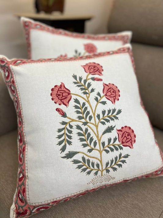 Pair | Slub Cotton Cushion Cover | 16*16 Inches | Vintage Vibes