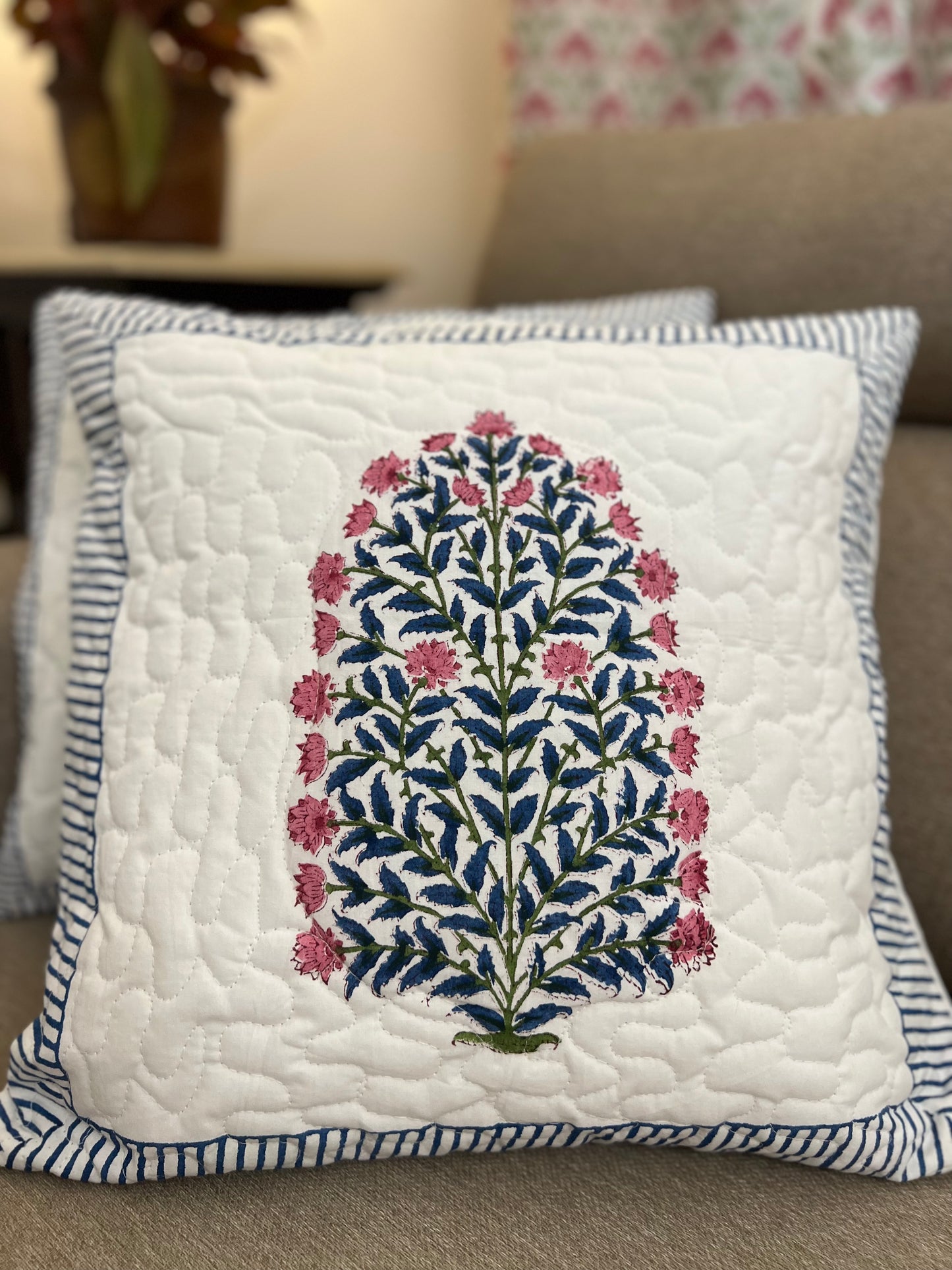 Pair | Quilted Cushion Covers | 16*16 Inches | Ethnic Elegance