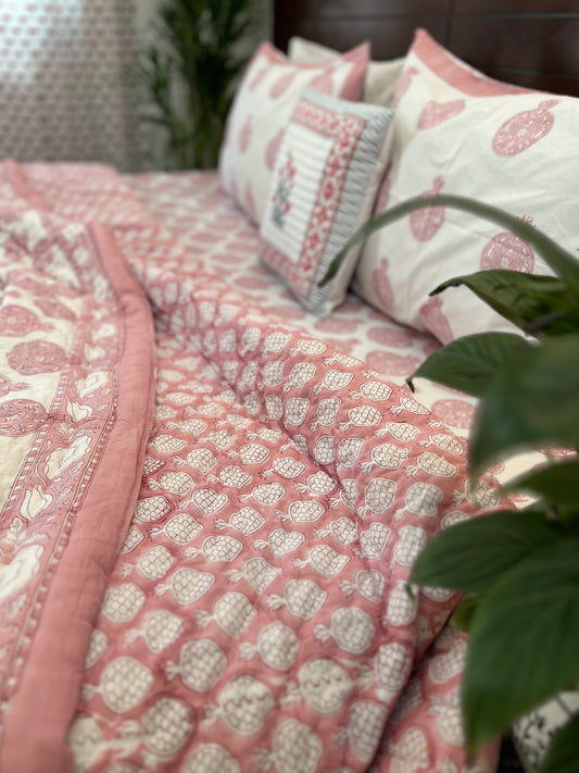 Bedding Set | Quilt with Bedsheet Set | Pomegranate