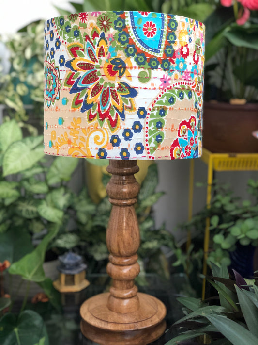 Lamp - Kantha | Shades of Yellow| White Base