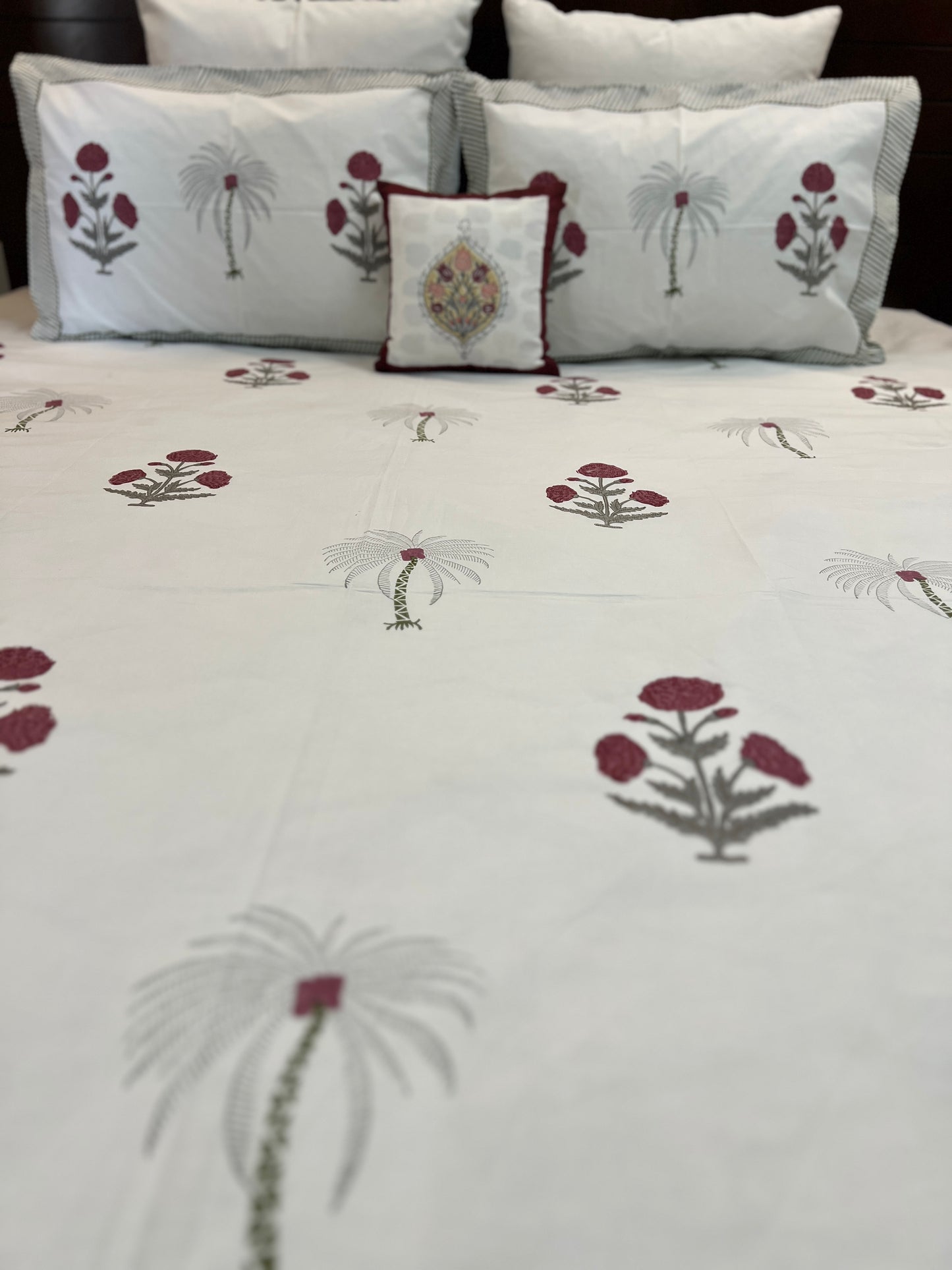 Poppy Motifs | Hand Block Bedsheet