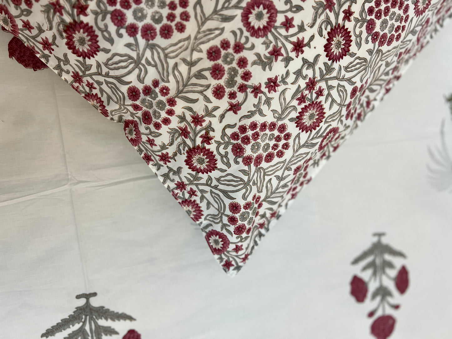 Poppy Motifs | Hand Block Bedsheet