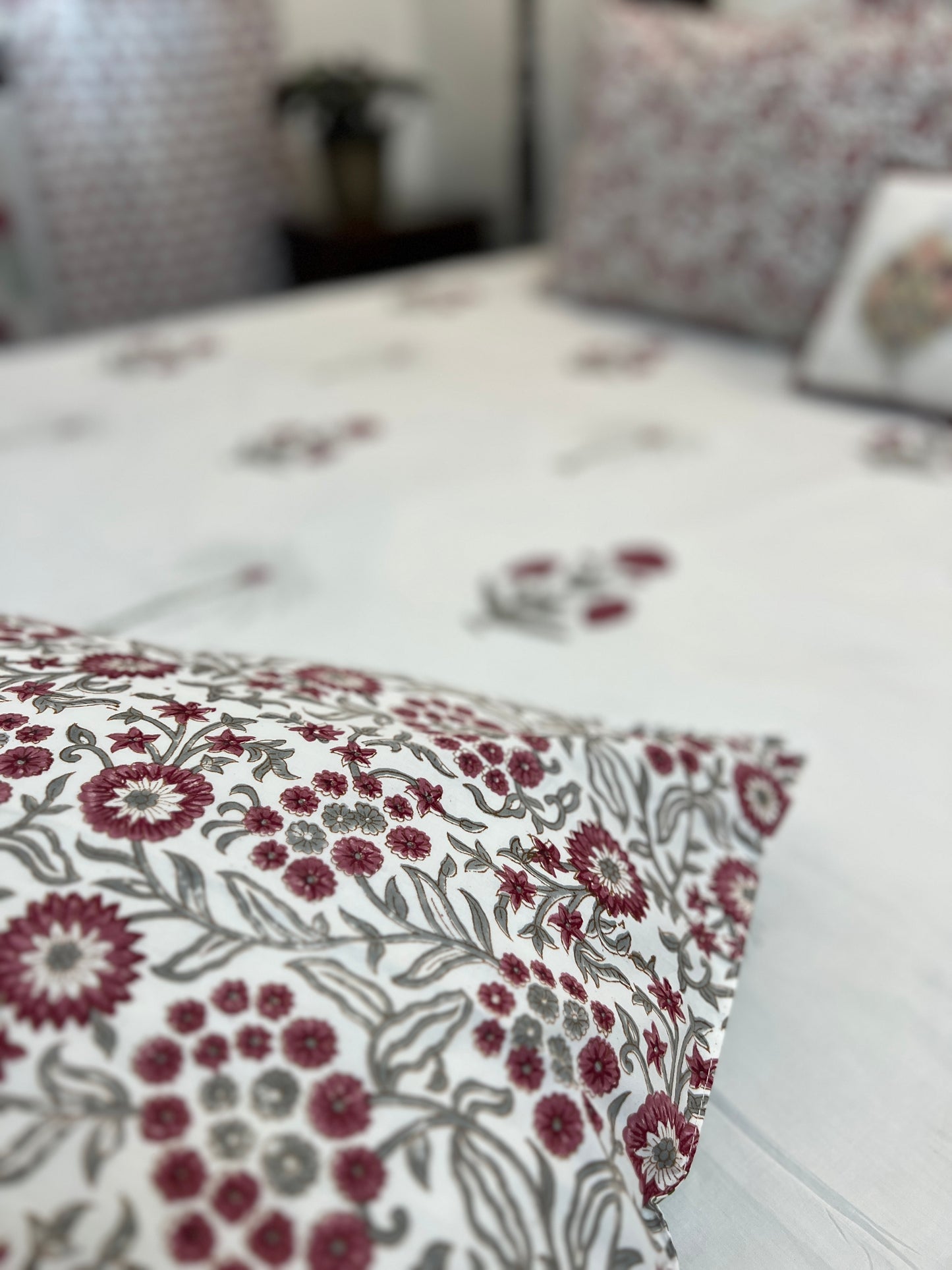 Poppy Motifs | Hand Block Bedsheet