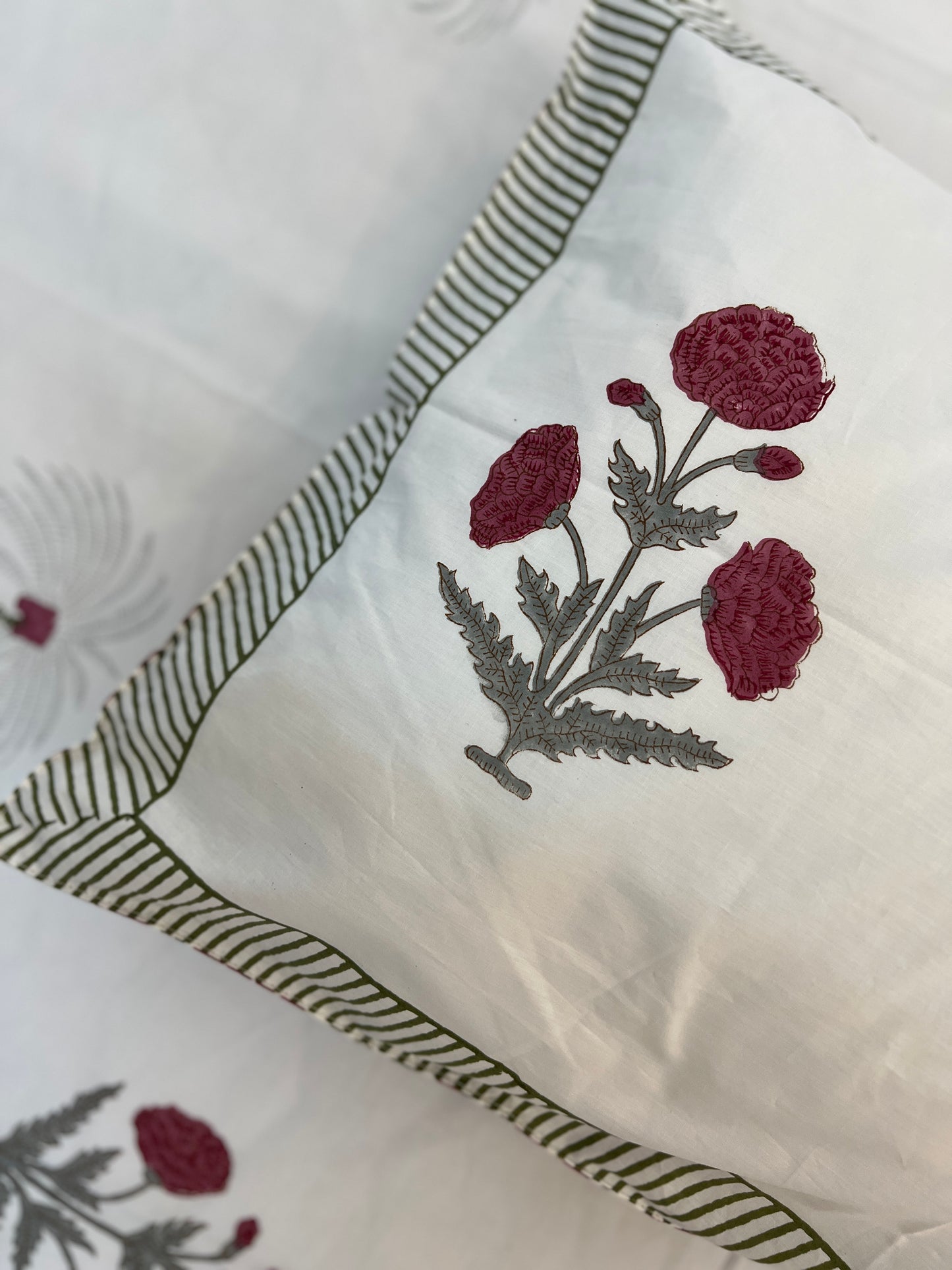 Poppy Motifs | Hand Block Bedsheet