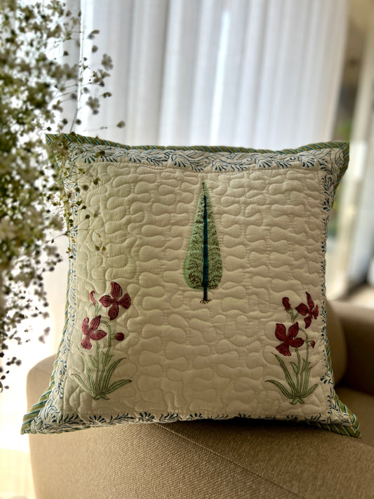 Pair | Quilted Cushion Cover | 16*16 Inches | Bloom Bliss