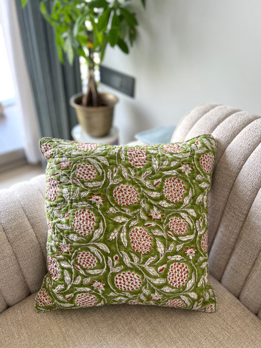 Pair | Quilted Cushion Cover | 16*16 Inches | Bold Floral