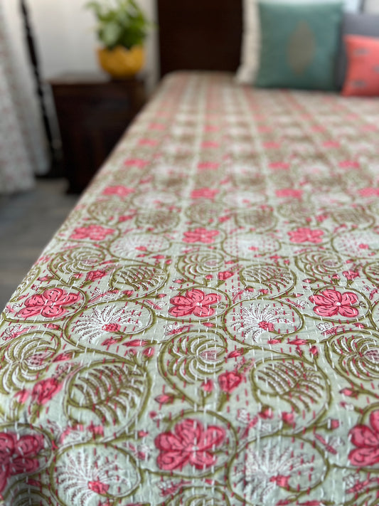 Kantha Bedcover | King Size | 90*108 Inches | Blooming Dreams