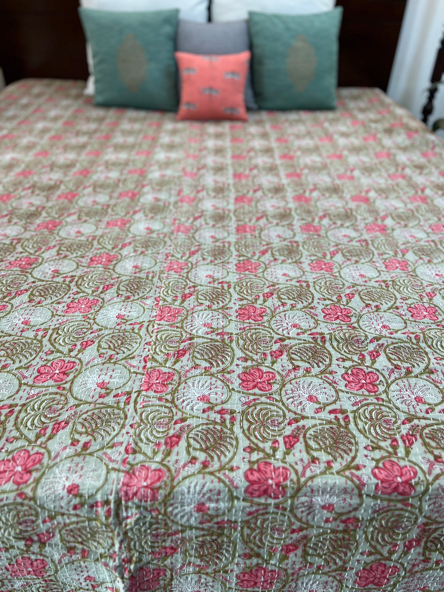 Kantha Bedcover | King Size | 90*108 Inches | Blooming Dreams