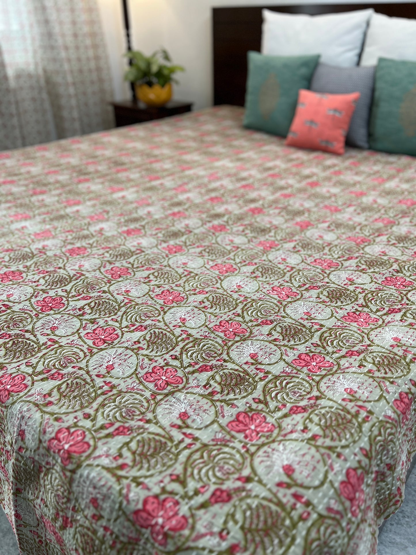 Kantha Bedcover | King Size | 90*108 Inches | Blooming Dreams