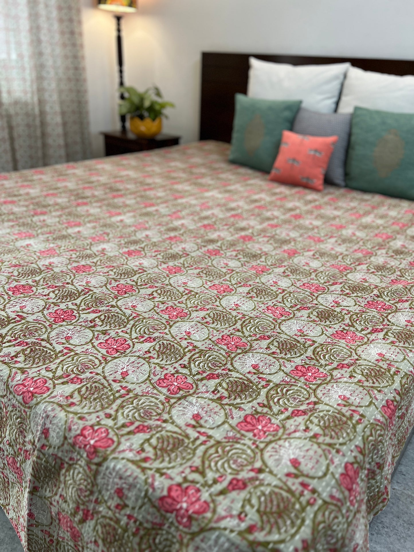 Kantha Bedcover | King Size | 90*108 Inches | Blooming Dreams