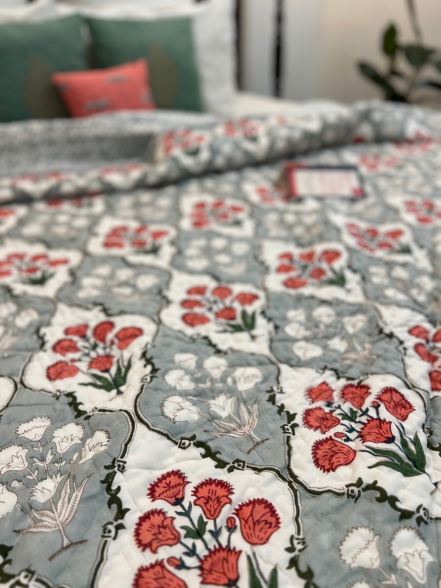 Reversible Hand Block Quilt | Botanical Bliss