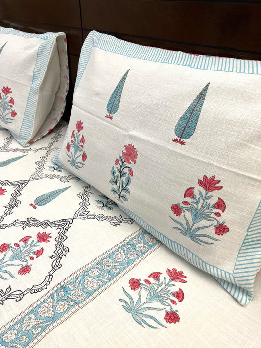 Slub Cotton Bedcover | King Size | Hand Block | 90*108 inches | Intricate Jaal