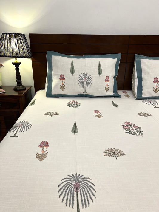 Slub Cotton Bedcover | King Size | Hand Block | 90*108 Inches | Aaftab