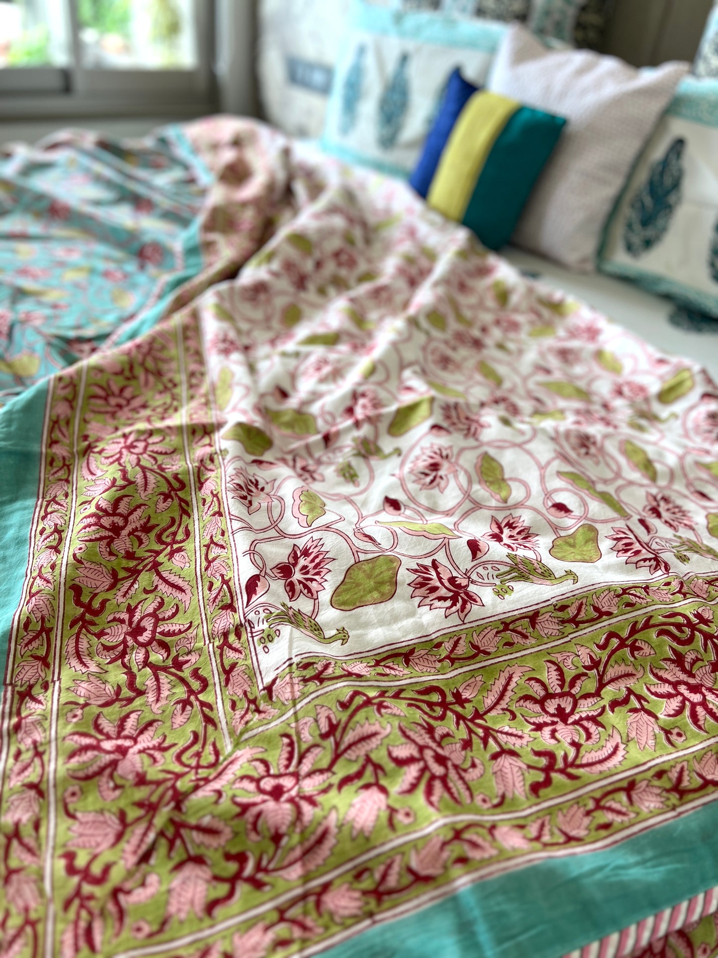 Reversible Hand Block Dohar | King Size 90*108 Inches | Muslin Weave