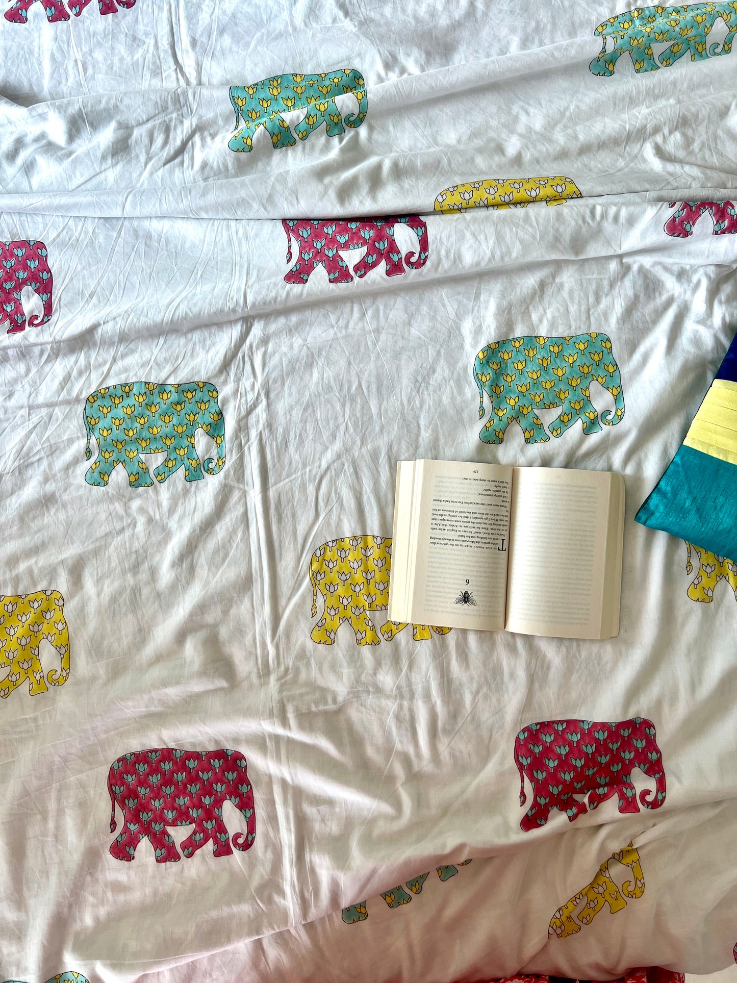 Reversible Hand Block Dohar | Elephant Safari