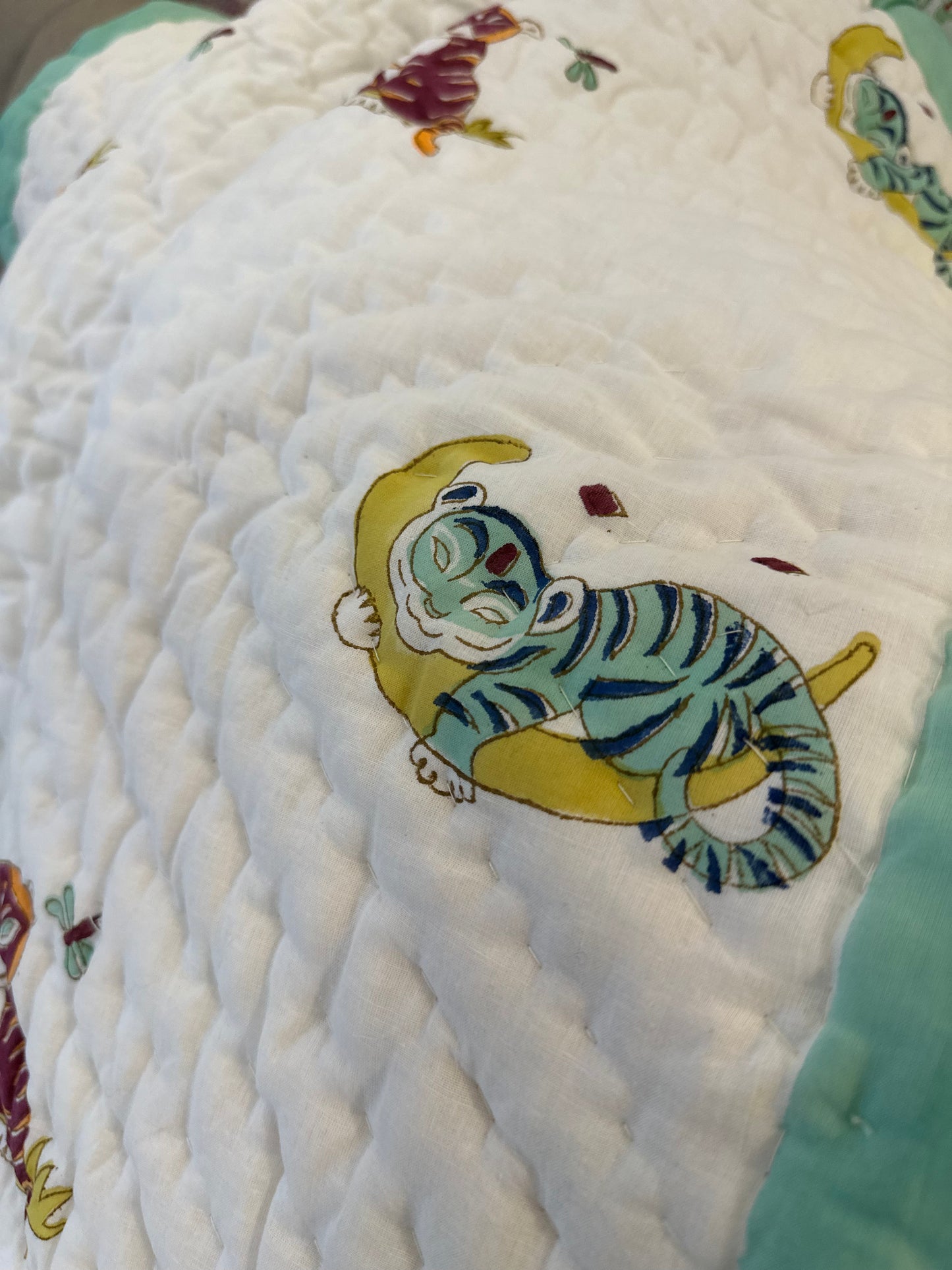 Reversible Hand Block Baby Quilt | 40*60 Inches | Simba