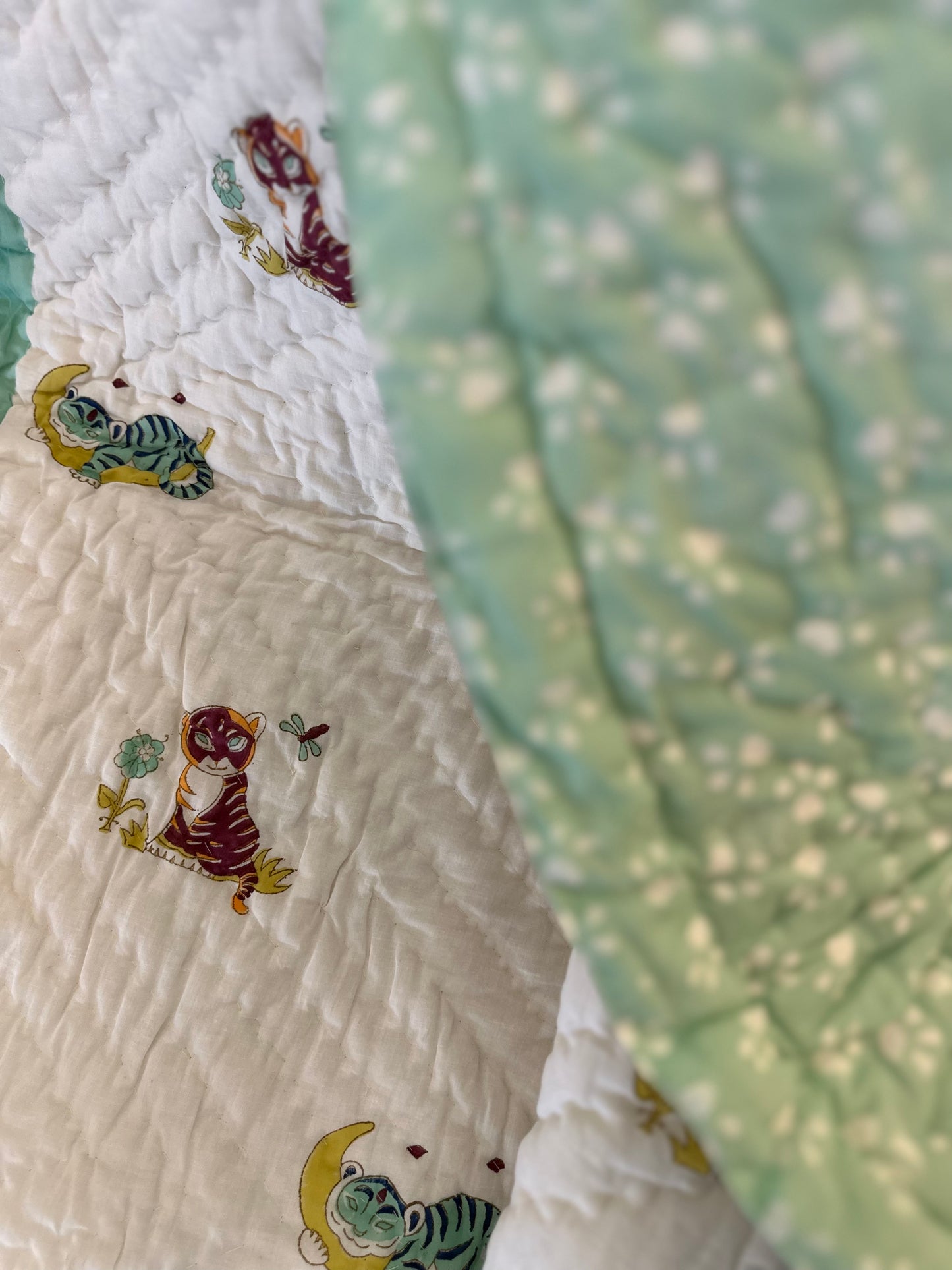 Reversible Hand Block Baby Quilt | 40*60 Inches | Simba