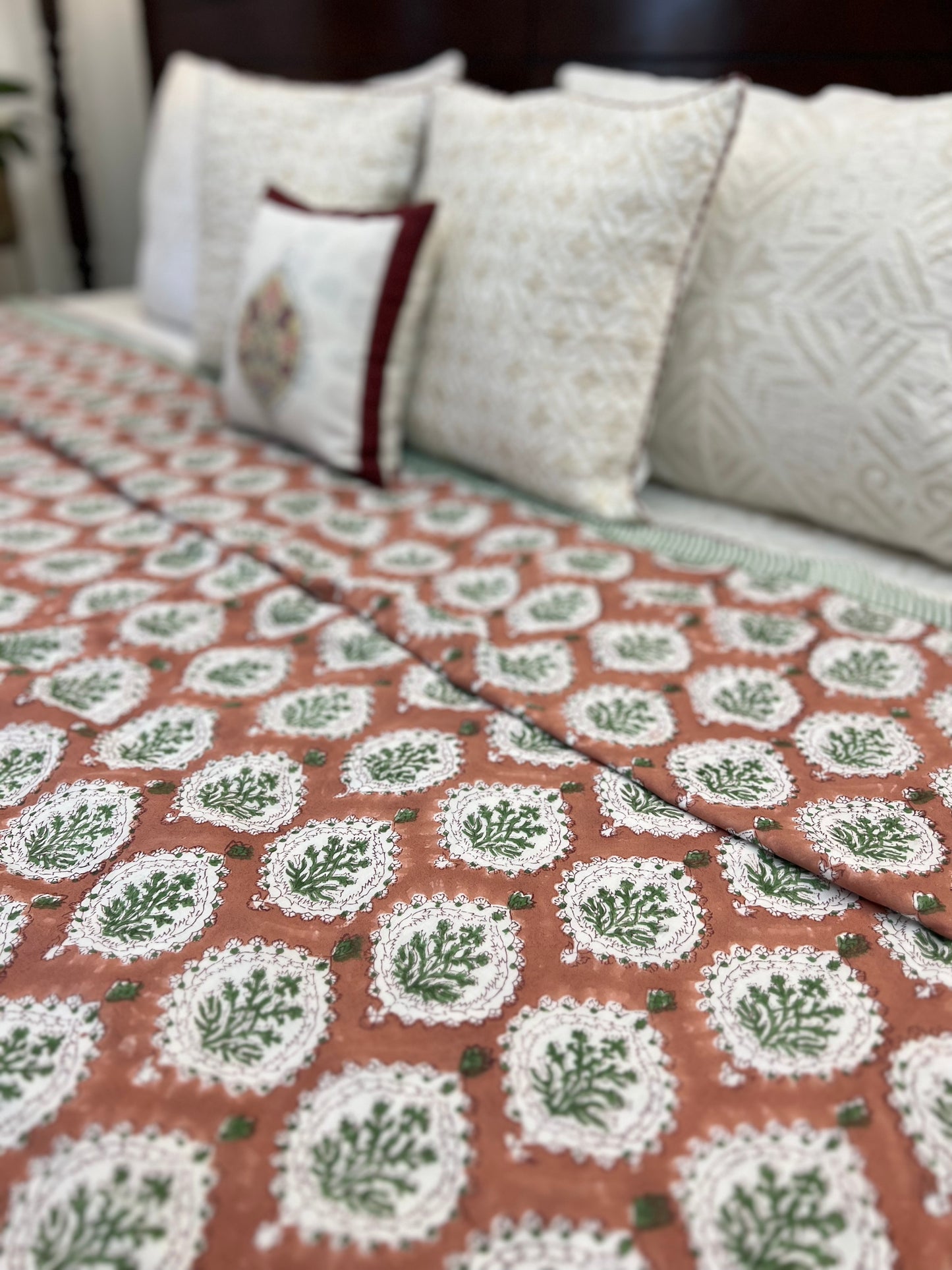 Reversible Hand Block Dohar | King Size | 90*108 Inches | Rustic