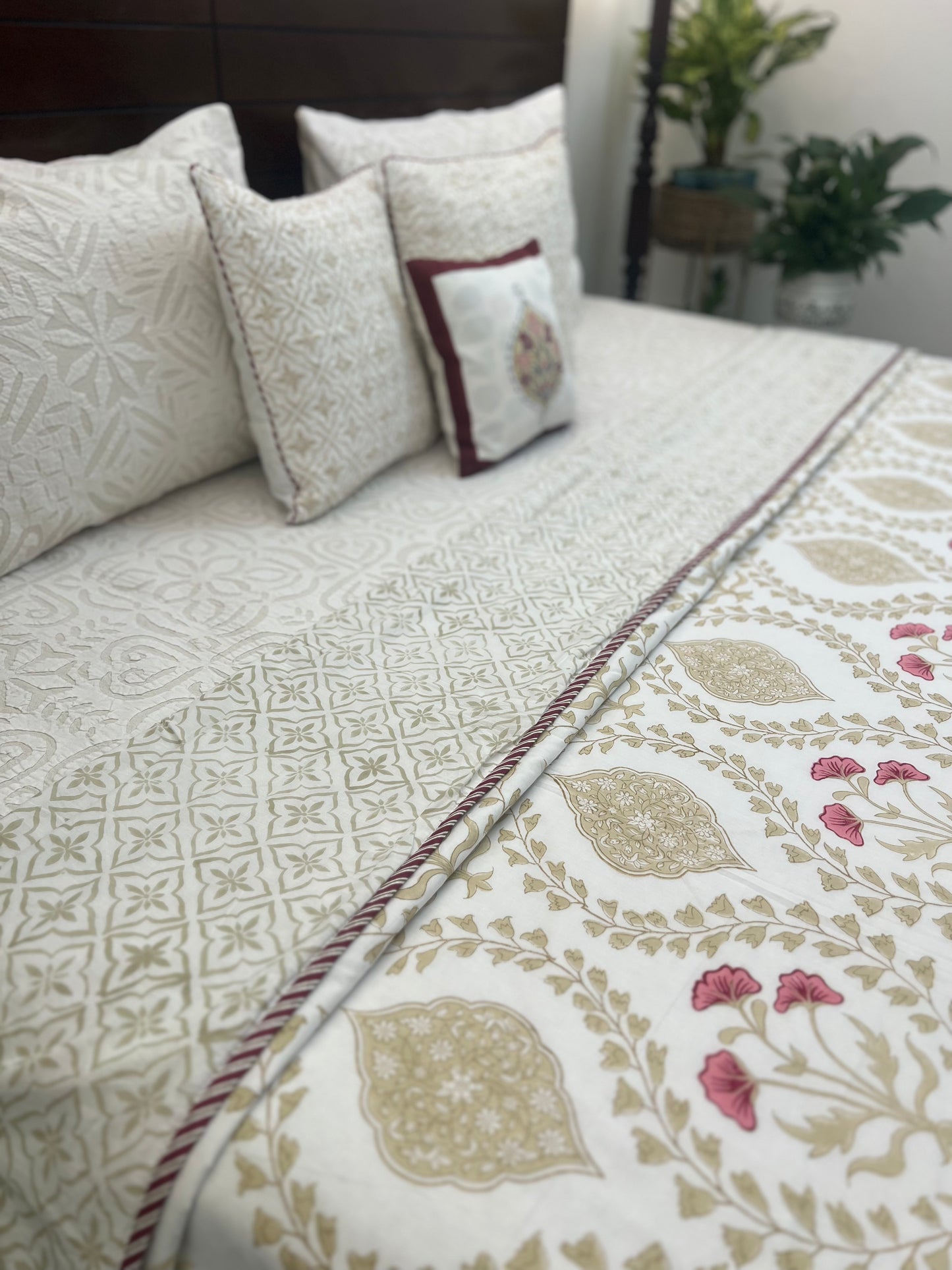 Reversible Hand Block Dohar | King Size | 90*108 Inches | The Golden Light