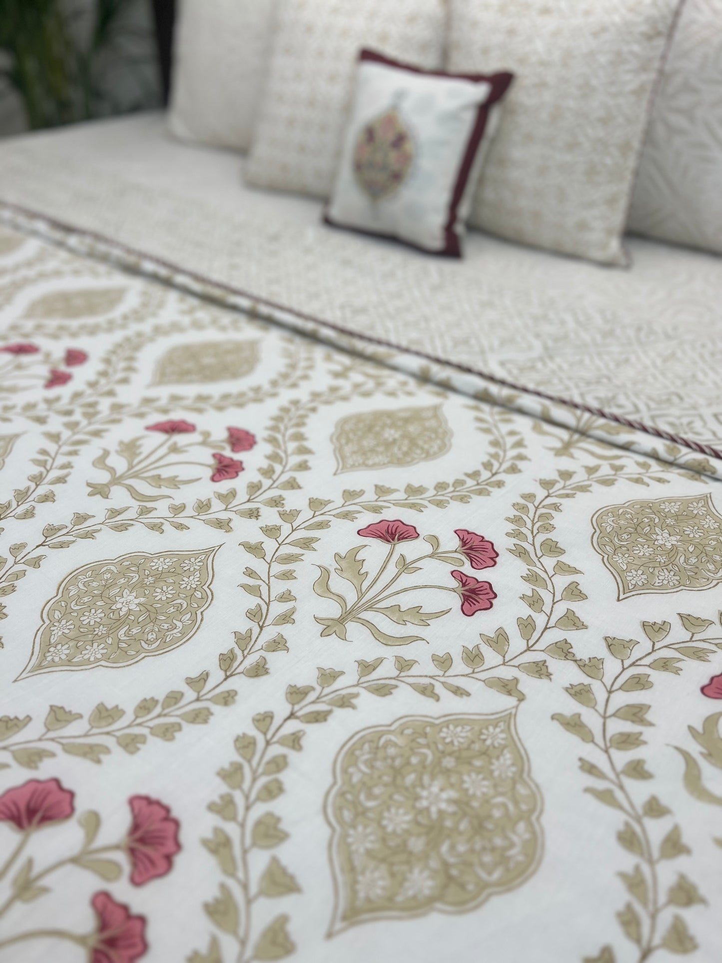 Reversible Hand Block Dohar | King Size | 90*108 Inches | The Golden Light