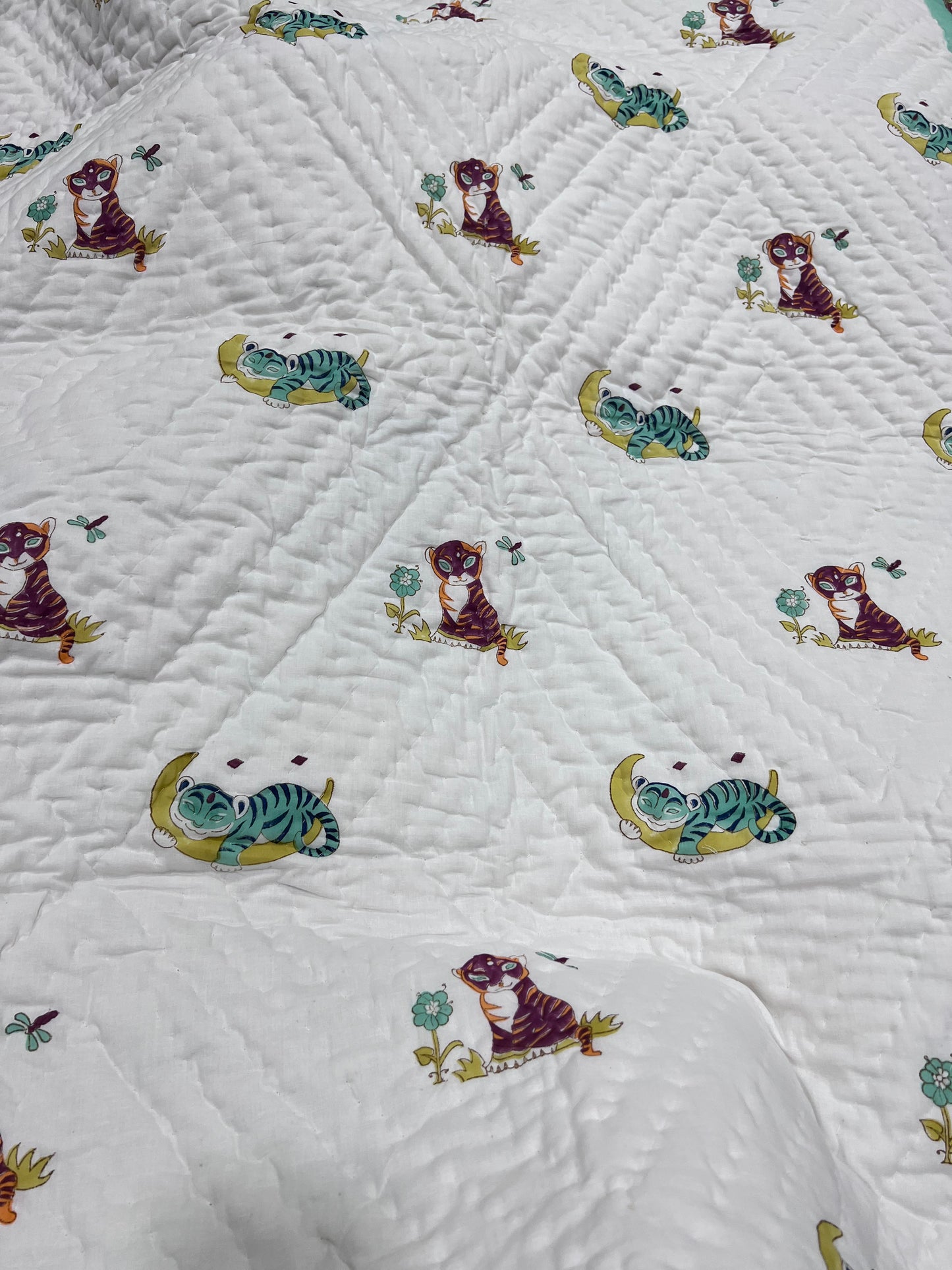 Reversible Hand Block Baby Quilt | 40*60 Inches | Simba