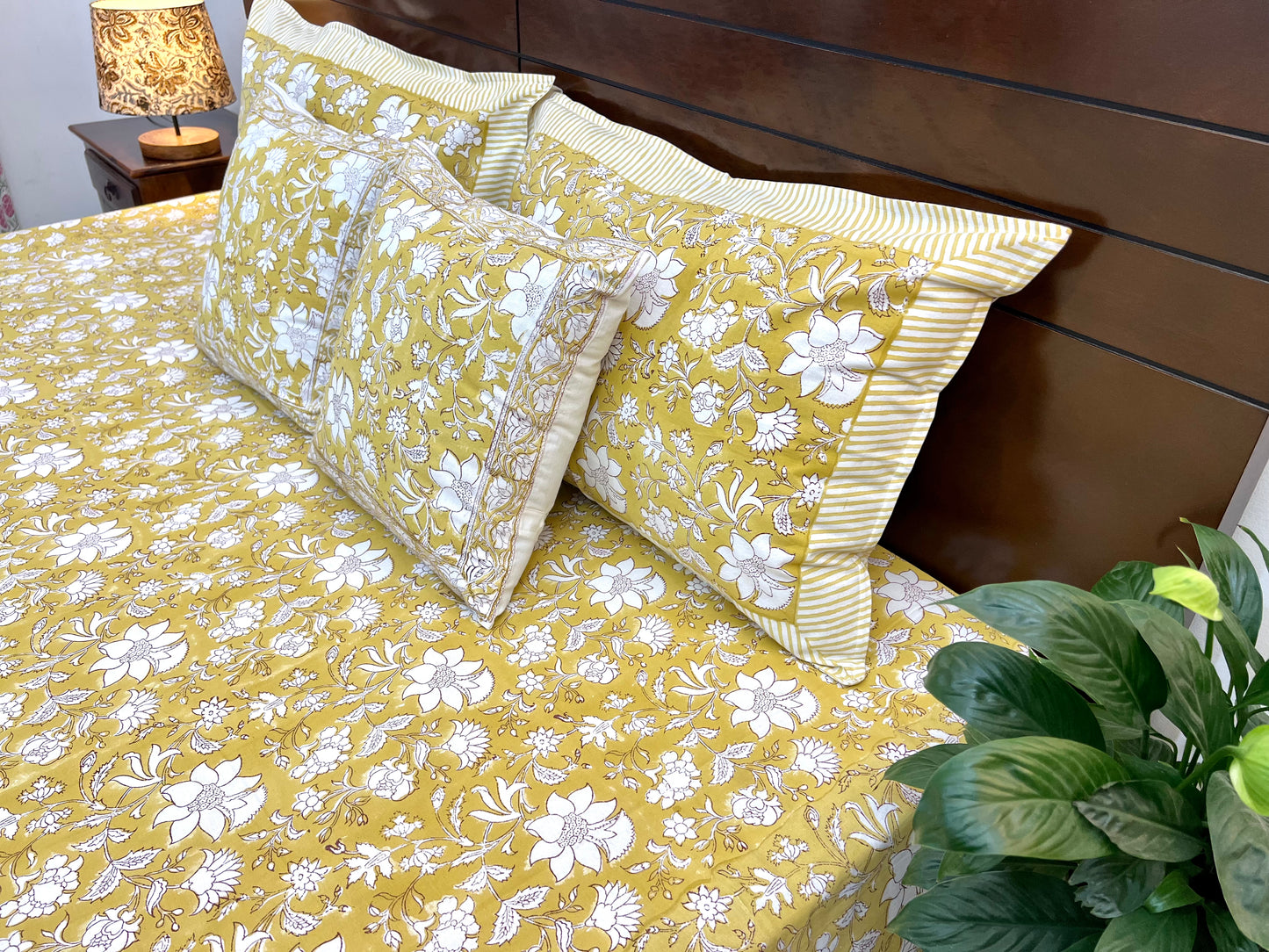 Super King Size | 108*108 Inches | South Cotton | Light Mustard